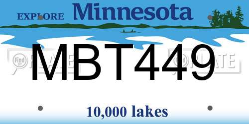 MBT449 Minnesota License Plate