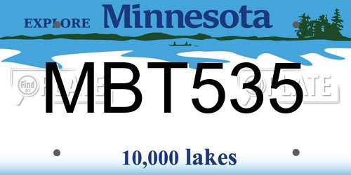 MBT535 Minnesota License Plate