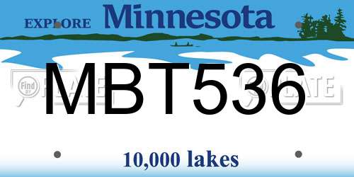 MBT536 Minnesota License Plate