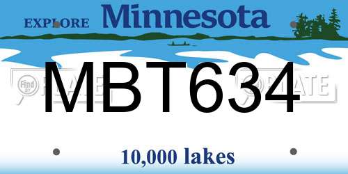 MBT634 Minnesota License Plate