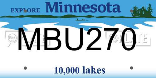 MBU270 Minnesota License Plate