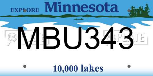 MBU343 Minnesota License Plate