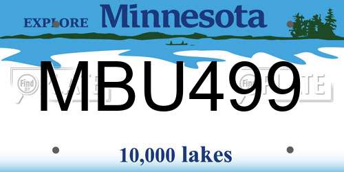 MBU499 Minnesota License Plate