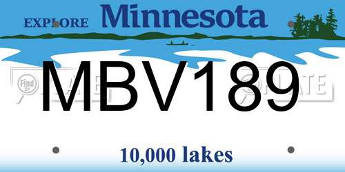 MBV189 Minnesota License Plate