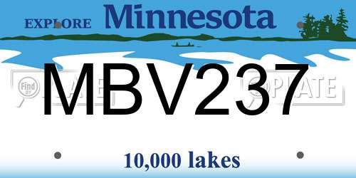 MBV237 Minnesota License Plate