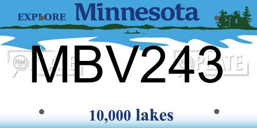 MBV243 Minnesota License Plate