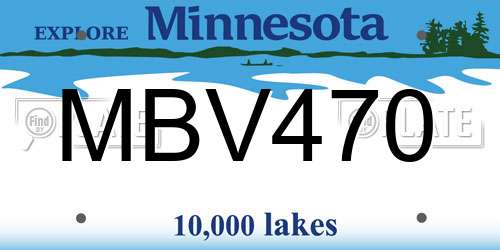 MBV470 Minnesota License Plate