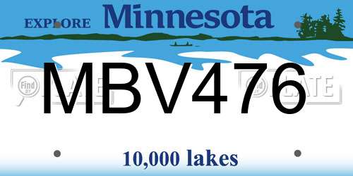 MBV476 Minnesota License Plate