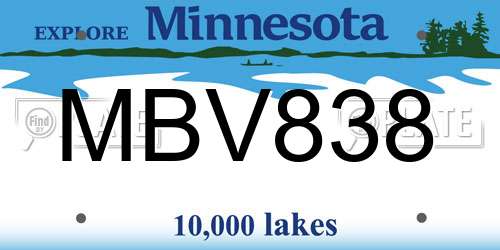MBV838 Minnesota License Plate