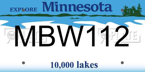MBW112 Minnesota License Plate