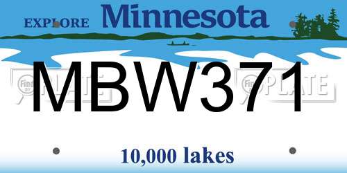 MBW371 Minnesota License Plate