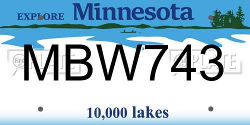 MBW743 Minnesota License Plate