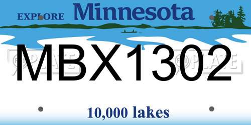 MBX1302 Minnesota License Plate