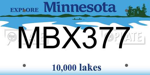 MBX377 Minnesota License Plate