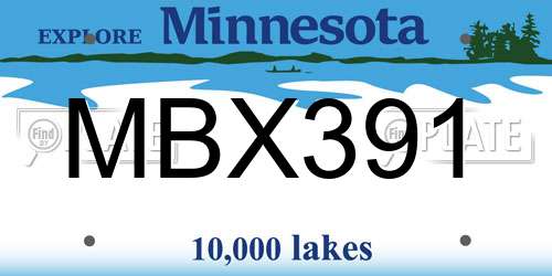 MBX391 Minnesota License Plate