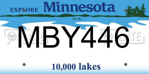 MBY446 Minnesota License Plate