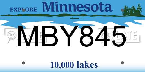 MBY845 Minnesota License Plate