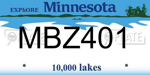 MBZ401 Minnesota License Plate