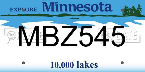 MBZ545 Minnesota License Plate