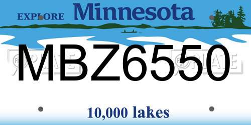MBZ6550 Minnesota License Plate