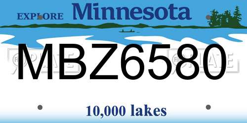 MBZ6580 Minnesota License Plate
