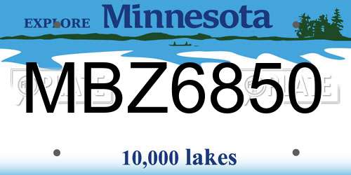 MBZ6850 Minnesota License Plate