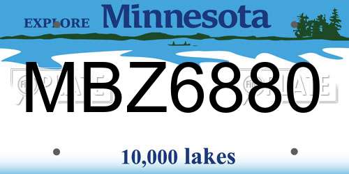 MBZ6880 Minnesota License Plate