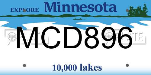 MCD896 Minnesota License Plate