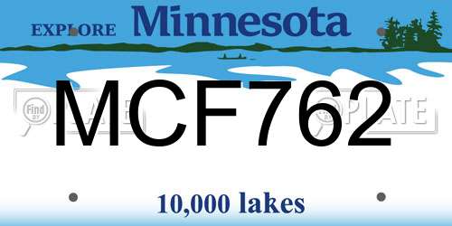 MCF762 Minnesota License Plate