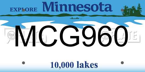 MCG960 Minnesota License Plate