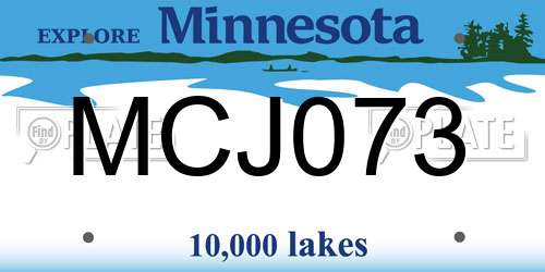 MCJ073 Minnesota License Plate