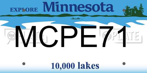 MCPE71 Minnesota License Plate