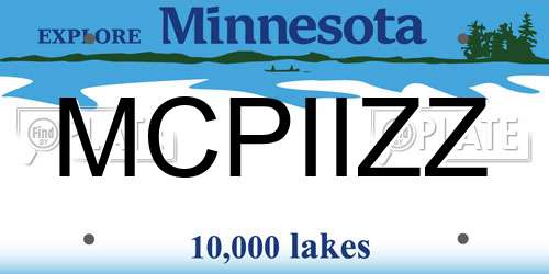 MCPIIZZ Minnesota License Plate