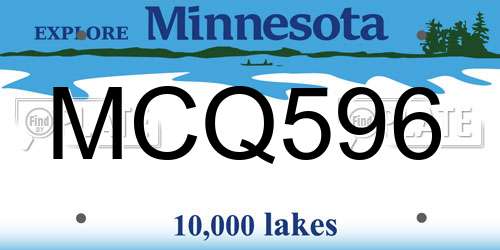 MCQ596 Minnesota License Plate