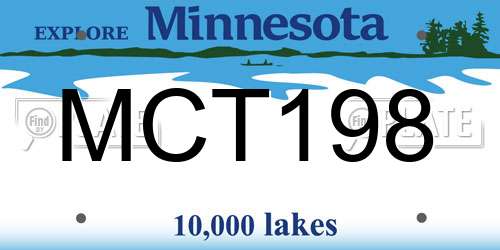 MCT198 Minnesota License Plate