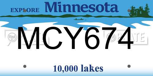 MCY674 Minnesota License Plate