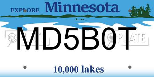 MD5B0T Minnesota License Plate