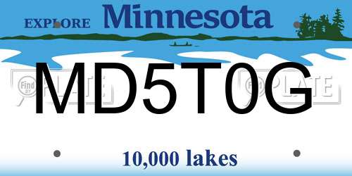 MD5T0G Minnesota License Plate