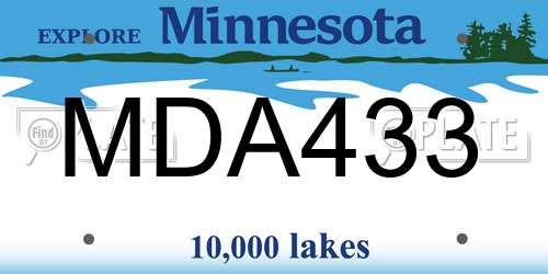 MDA433 Minnesota License Plate