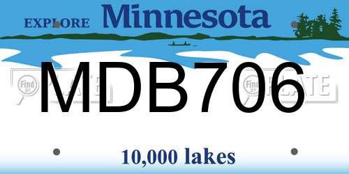 MDB706 Minnesota License Plate