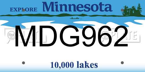 MDG962 Minnesota License Plate