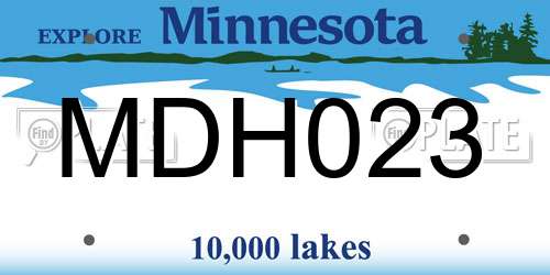 MDH023 Minnesota License Plate