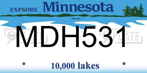 MDH531 Minnesota License Plate