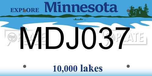 MDJ037 Minnesota License Plate