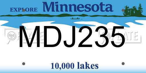 MDJ235 Minnesota License Plate