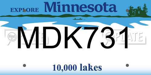 MDK731 Minnesota License Plate