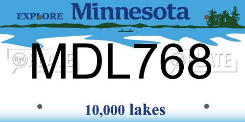 MDL768 Minnesota License Plate