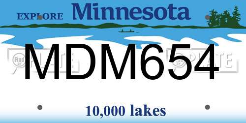 MDM654 Minnesota License Plate
