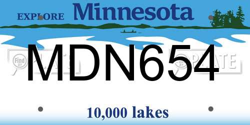 MDN654 Minnesota License Plate