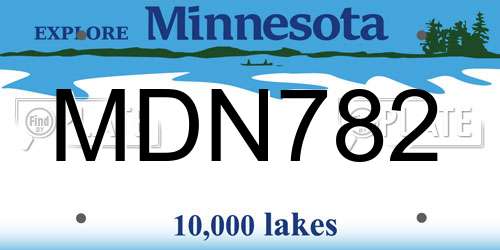 MDN782 Minnesota License Plate